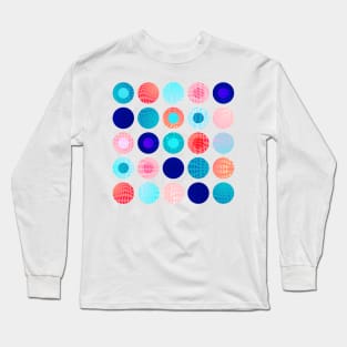 Big polka dots geometrical composition in blue and pink Long Sleeve T-Shirt